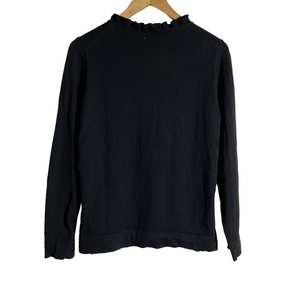 J.Crew Black Ruffleneck Long Sleeve Crewneck Pullover Sweater Size Small - Picture 7 of 7